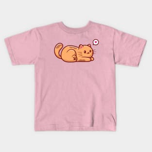 Cute Cat Laying Down On The Floor Cartoon Kids T-Shirt